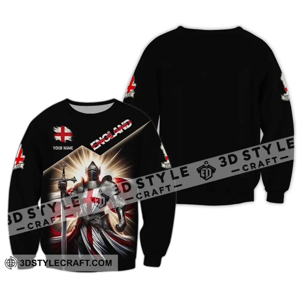 Unisex Shirt Custom Name England Polo Long Sleeve English T-Shirt / S