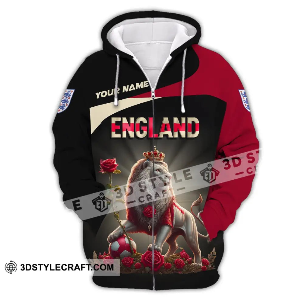 Unisex Shirt Custom Name England T-Shirt Pride Gift Zipper Hoodie / S