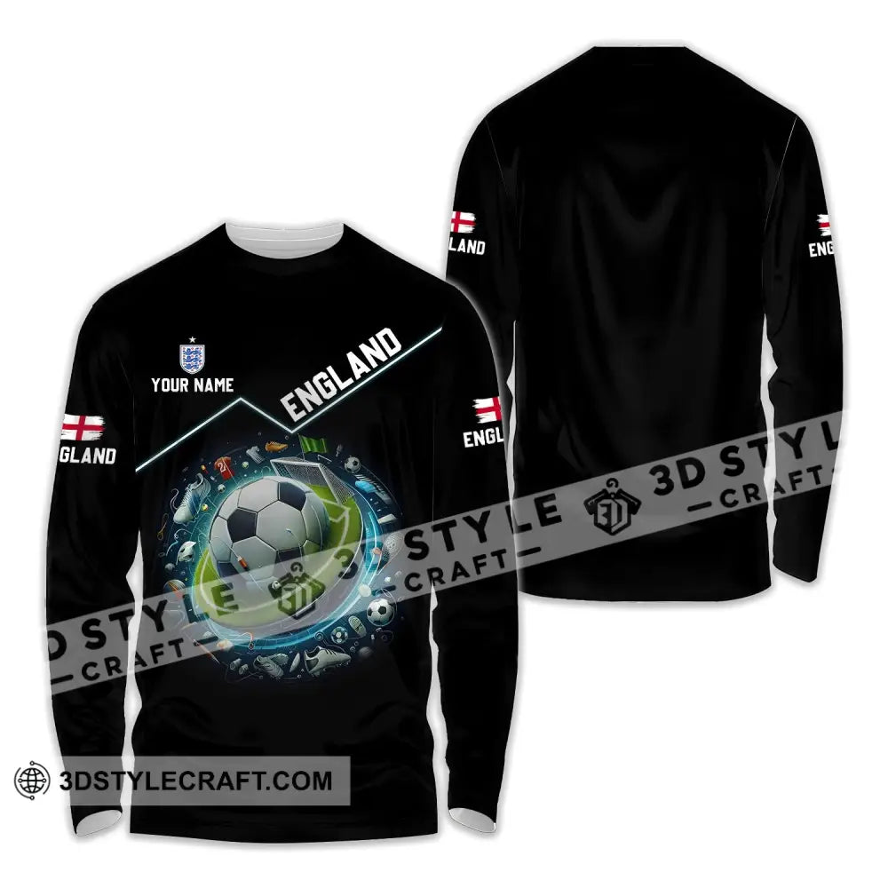 Unisex Shirt - Custom Name England Team Lover Long Sleeve / S T-Shirt