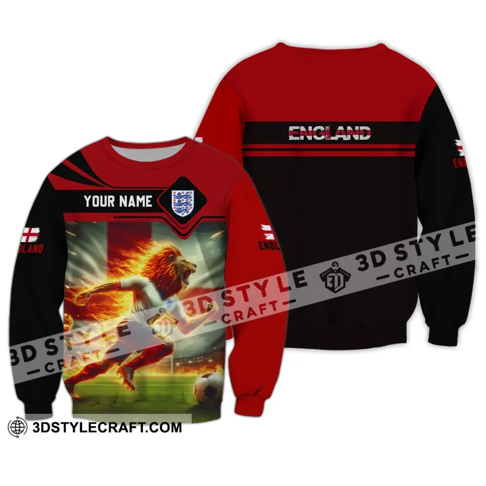 Unisex Shirt - Custom Name England Team Red And Black Long Sleeve / S T-Shirt