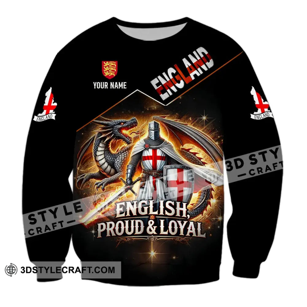 Unisex Shirt - Custom Name English Proud & Loyal Long Sleeve / S T-Shirt