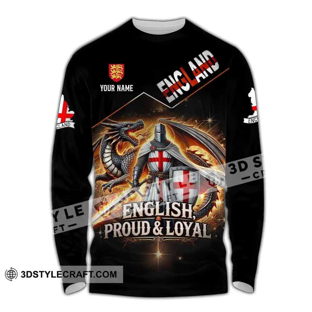 Unisex Shirt - Custom Name English Proud & Loyal Long Sleeve / S T-Shirt