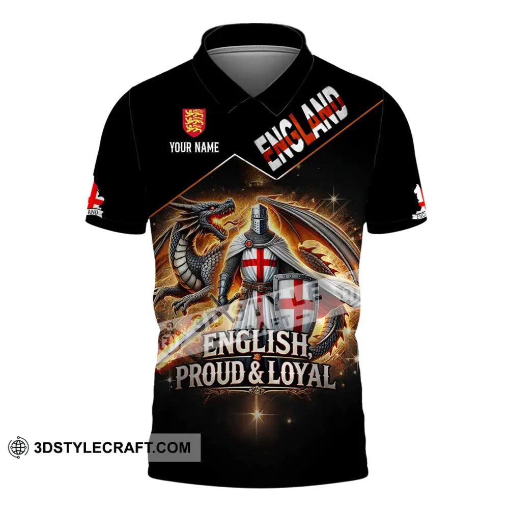 Unisex Shirt - Custom Name English Proud & Loyal Polo / S T-Shirt