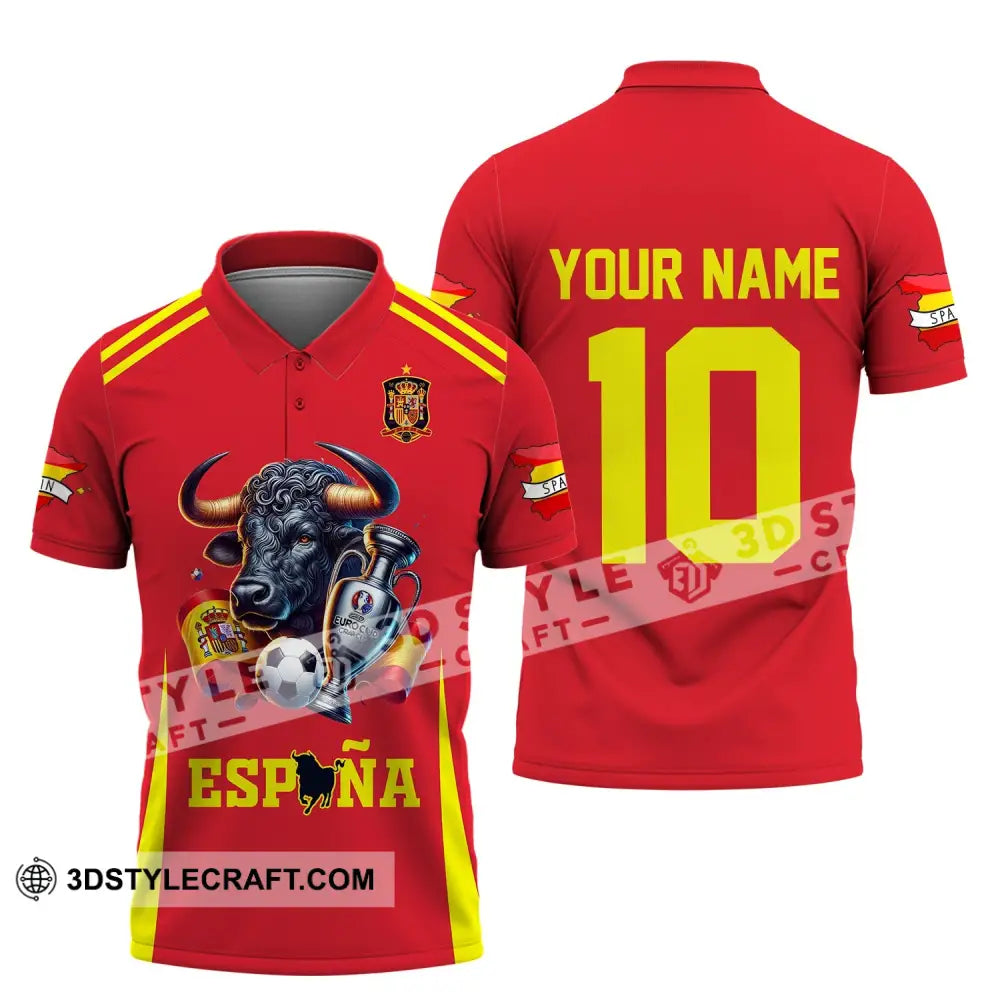 Unisex Shirt Custom Name Espana Football Polo Euro 2024 Hoodie Long Sleeve / S T-Shirt