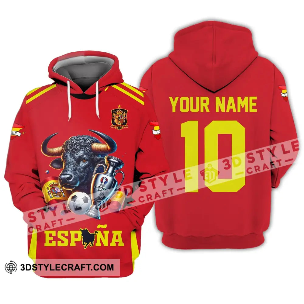 Unisex Shirt Custom Name Espana Football Polo Euro 2024 Hoodie Long Sleeve / S T-Shirt