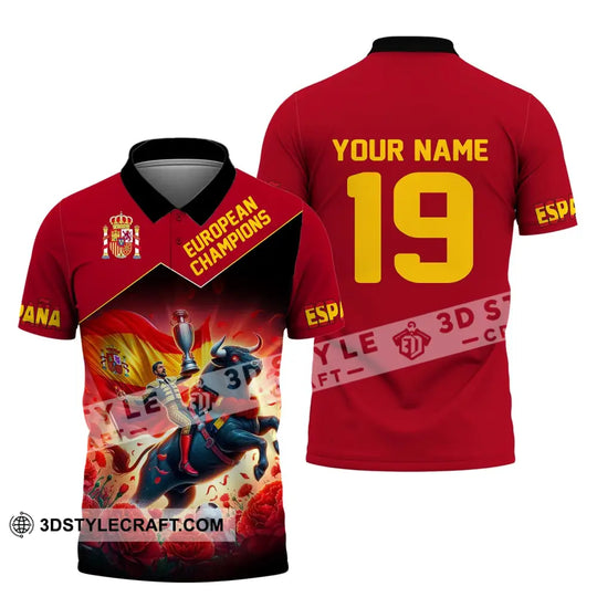 Unisex Shirt, Custom Name España Football Polo Shirt, Euro 2024 Espana Football Hoodie Long Sleeve Shirt style option 4