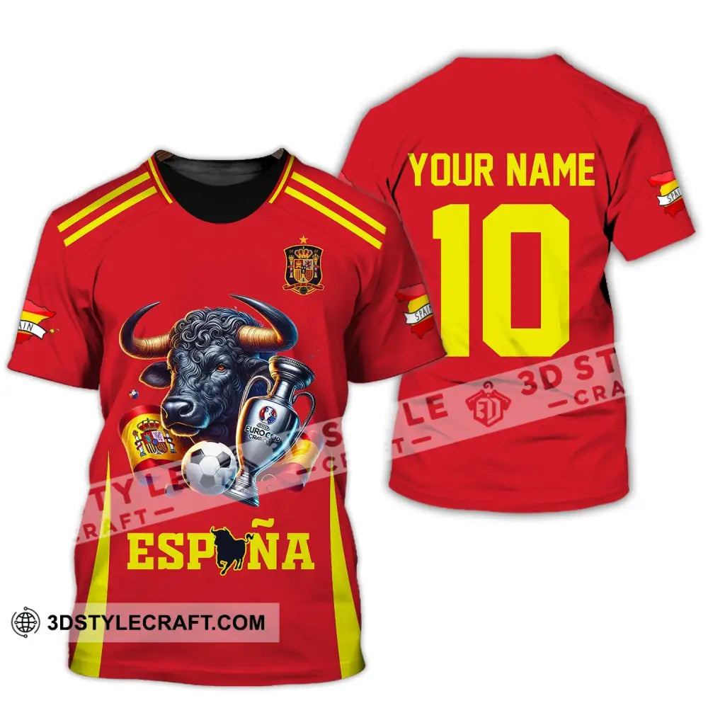 Unisex Shirt Custom Name Espana Football Polo Euro 2024 Hoodie Long Sleeve T-Shirt / S