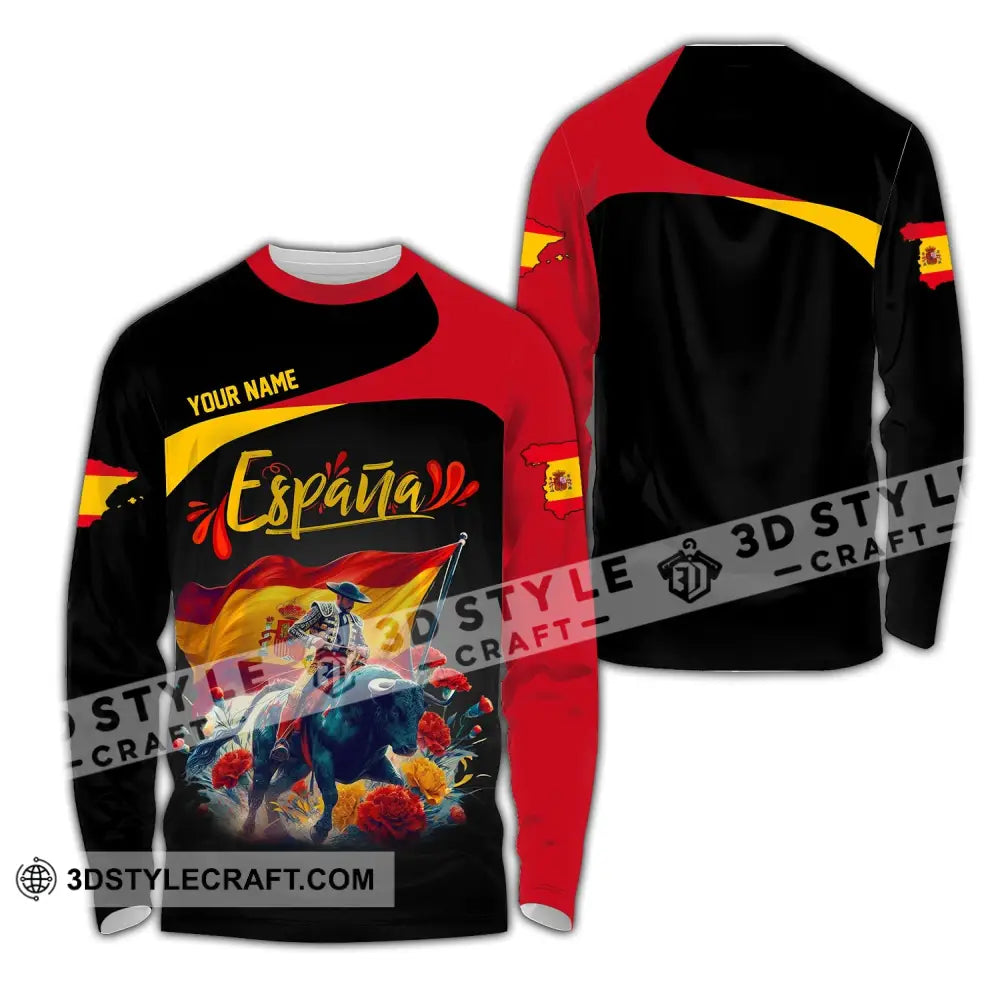 Unisex Shirt Custom Name España Polo Espana Hoodie Long Sleeve / S T-Shirt