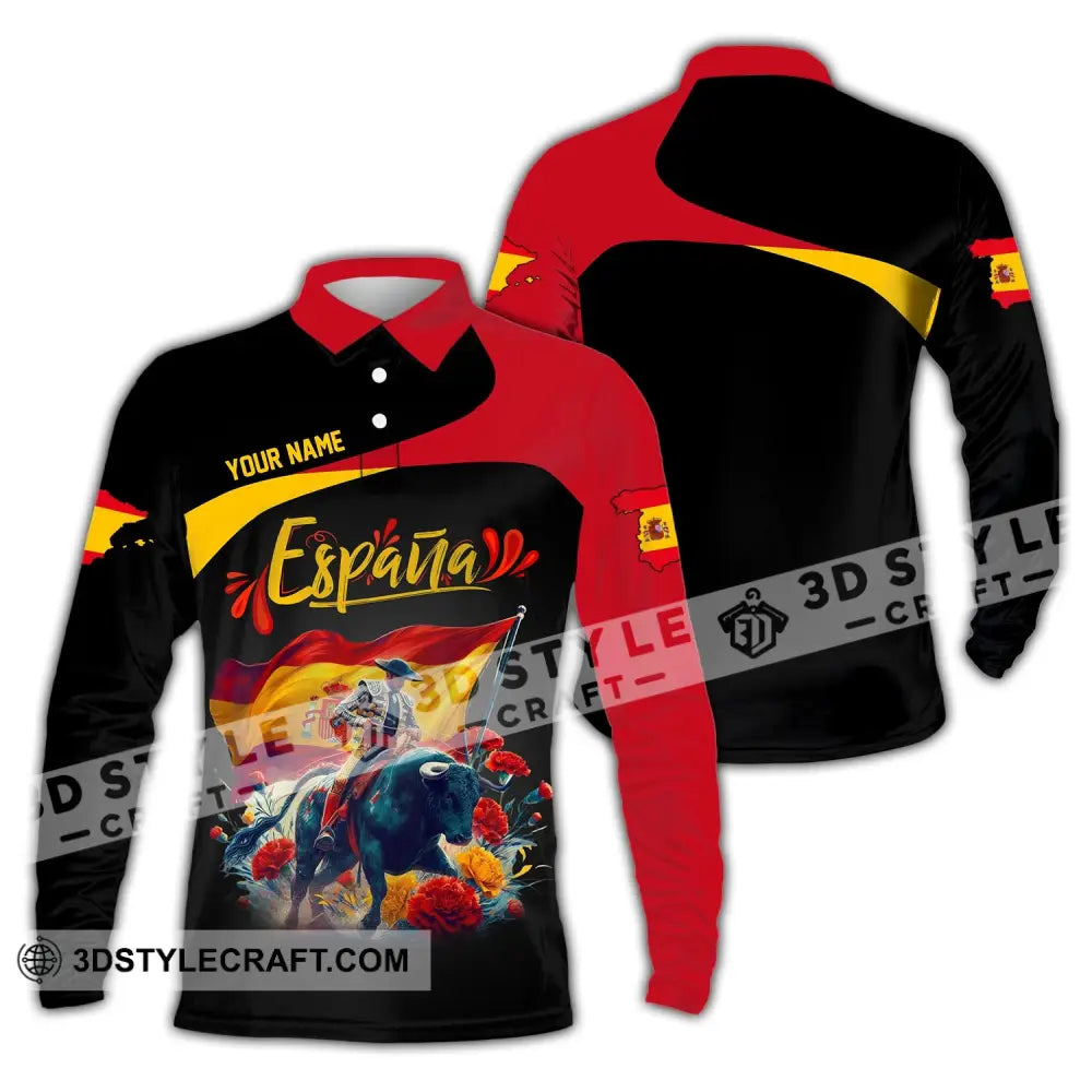 Unisex Shirt Custom Name España Polo Espana Hoodie Long Sleeve / S T-Shirt