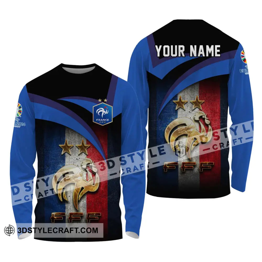 Unisex Shirt - Custom Name Euro 2024 France National Team Fff Long Sleeve / S T-Shirt