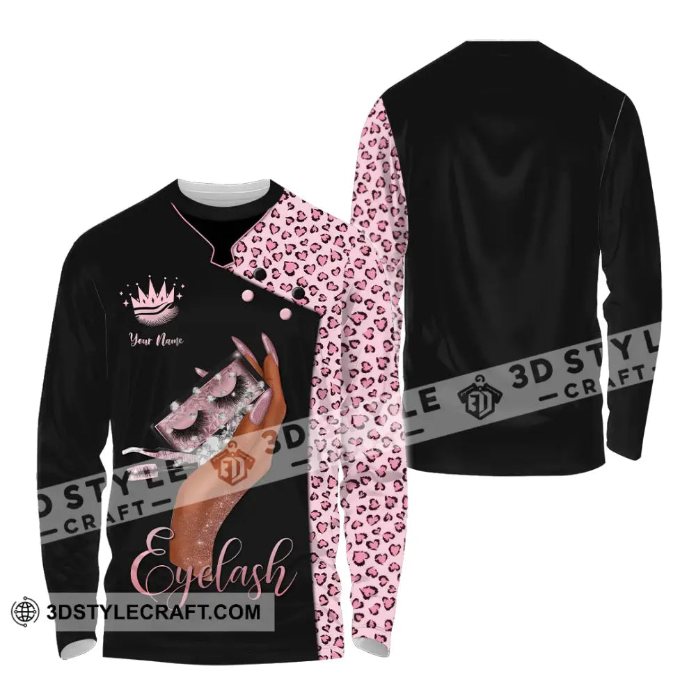 Unisex Shirt - Custom Name Eyelash Long Sleeve / S T-Shirt