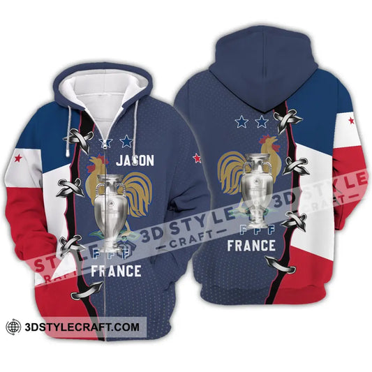 Unisex Shirt - Custom Name Fff France Zipper Hoodie / S T-Shirt