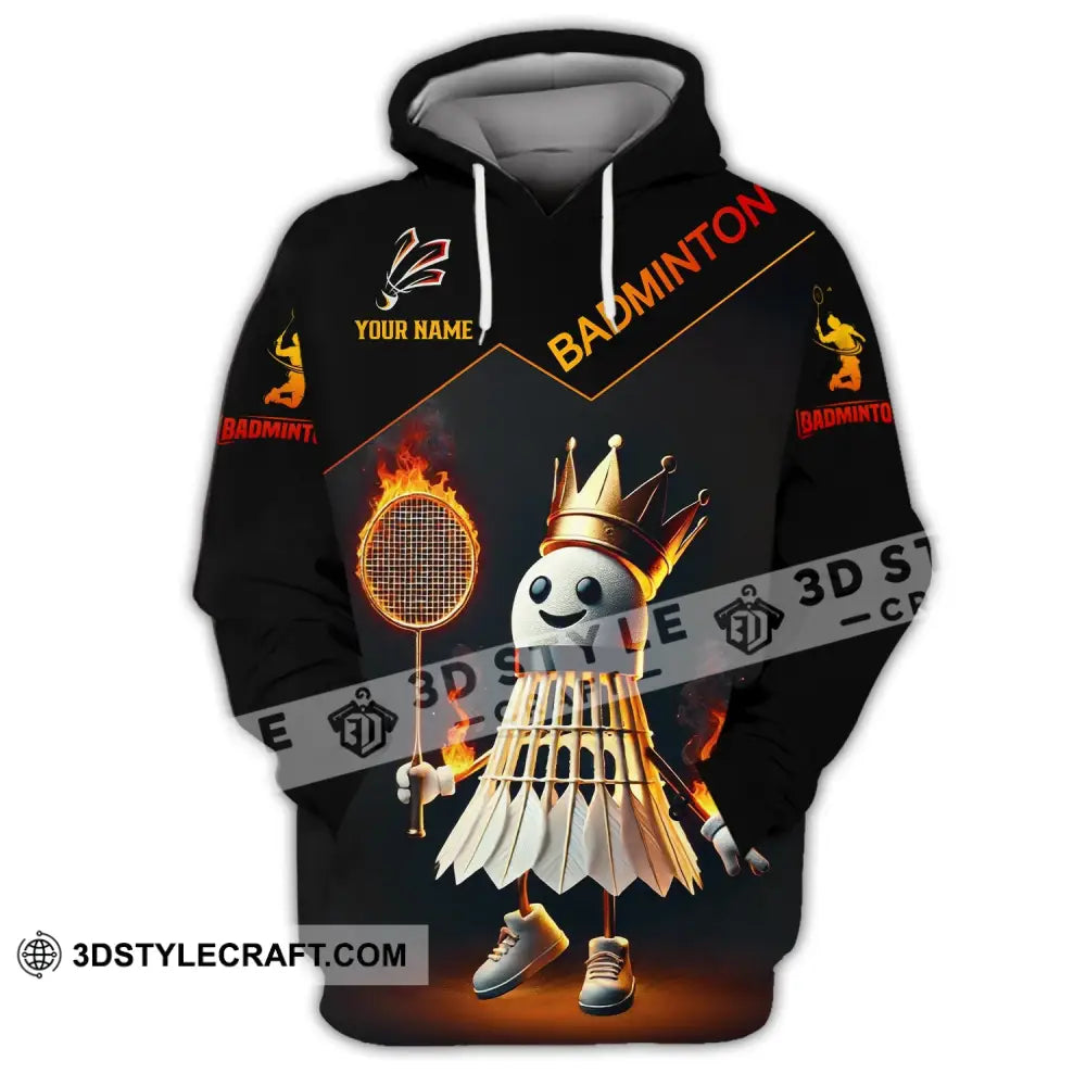 Unisex Shirt - Custom Name Fire Badminton Hoodie / S T-Shirt