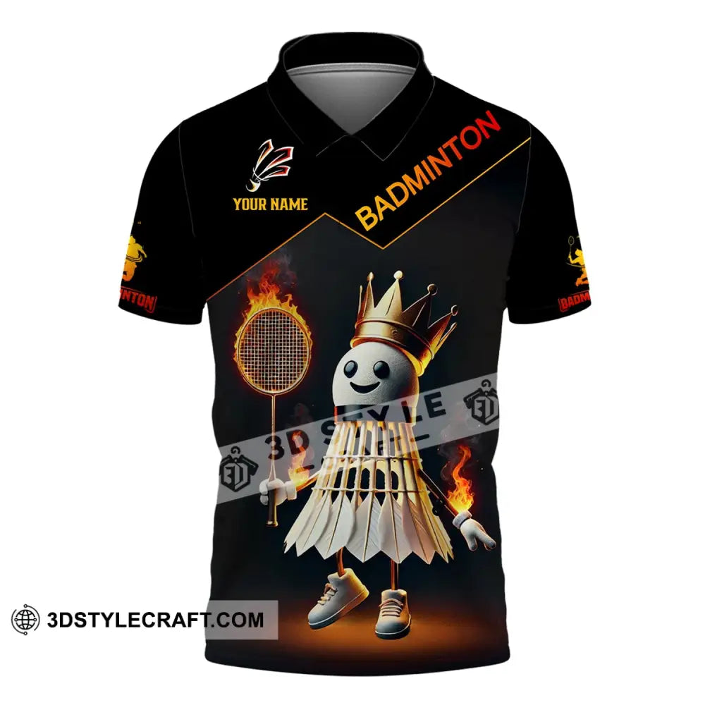 Unisex Shirt - Custom Name Fire Badminton Polo / S T-Shirt