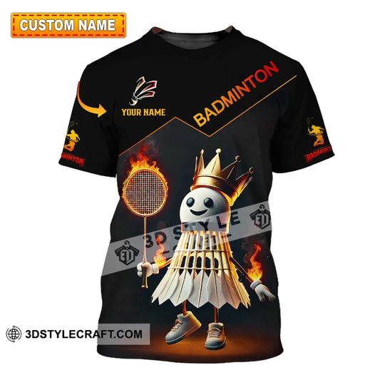 Unisex Shirt - Custom Name Fire Badminton T-Shirt