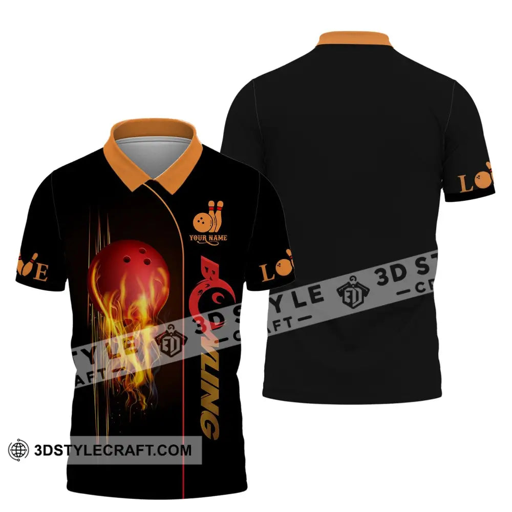 Unisex Shirt - Custom Name Fire Bowling Polo / S T-Shirt