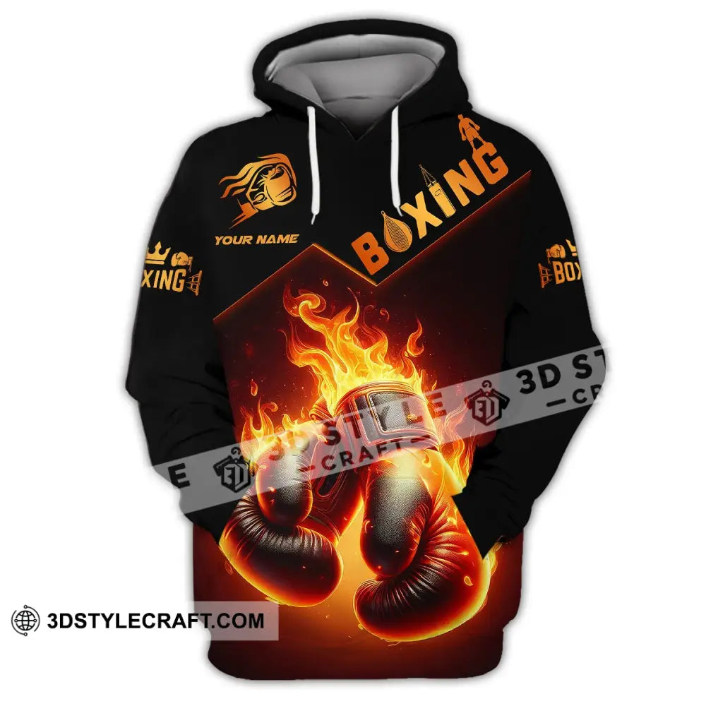 Unisex Shirt - Custom Name Fire Boxing Gloves Hoodie / S T-Shirt