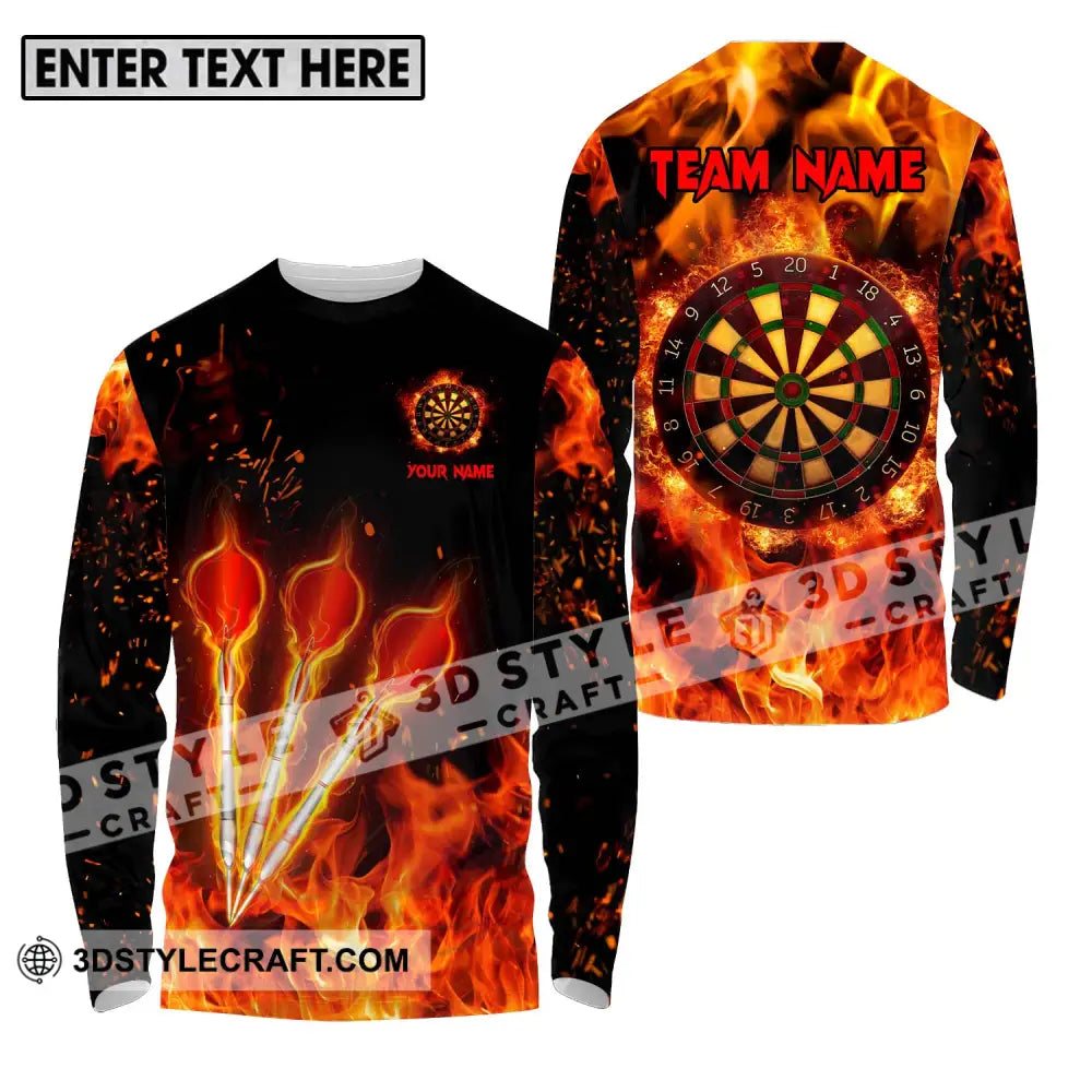 Unisex Shirt - Custom Name Fire Darts Long Sleeve / S T-Shirt