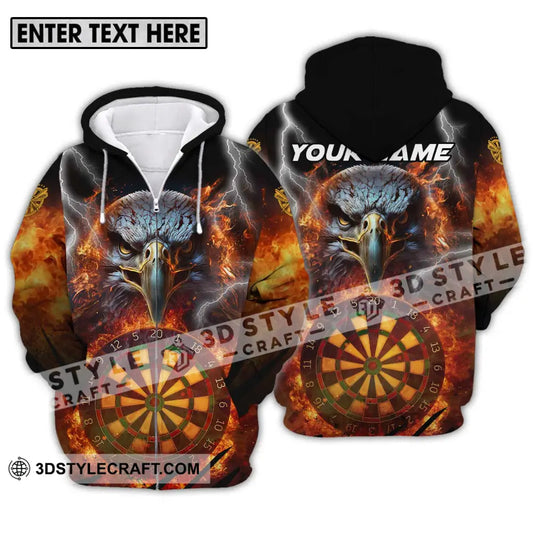 Unisex Shirt - Custom Name Fire Eagle Darts Zipper Hoodie / S T-Shirt