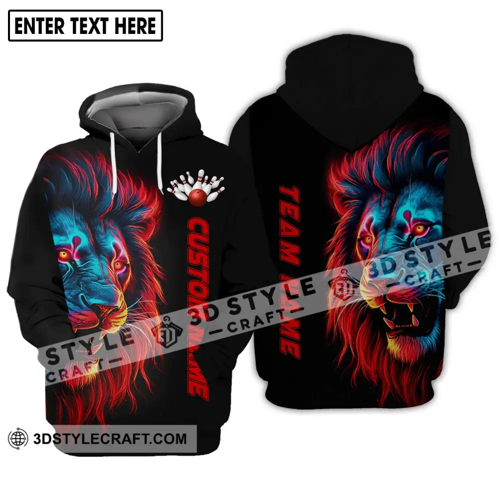 Unisex Shirt - Custom Name Fire Lion Bowling Hoodie / S T-Shirt