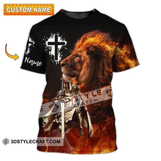 Unisex Shirt - Custom Name Fire Lion Warrior T-Shirt