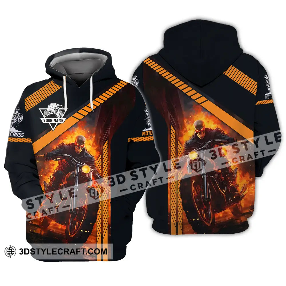 Unisex Shirt - Custom Name Fire Motobike For Player Hoodie / S T-Shirt