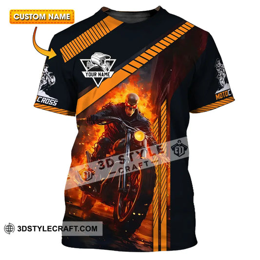 Unisex Shirt - Custom Name Fire Motobike For Player T-Shirt