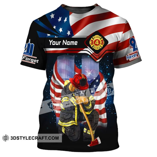Unisex Shirt, Custom Name Firefighter Shirt, Never Forget, Fallen Firefighters 911 Memorial T-Shirt style option 4