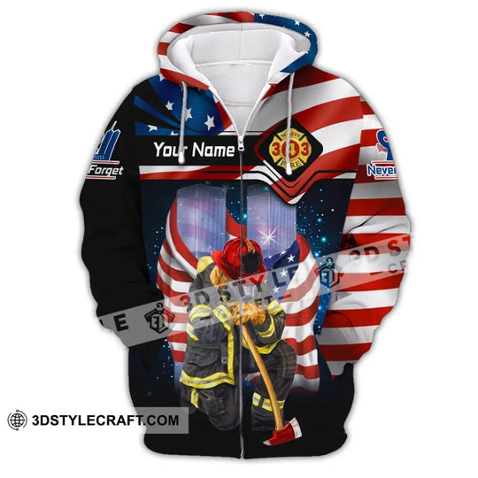 Unisex Shirt, Custom Name Firefighter Shirt, Never Forget, Fallen Firefighters 911 Memorial T-Shirt style option 2