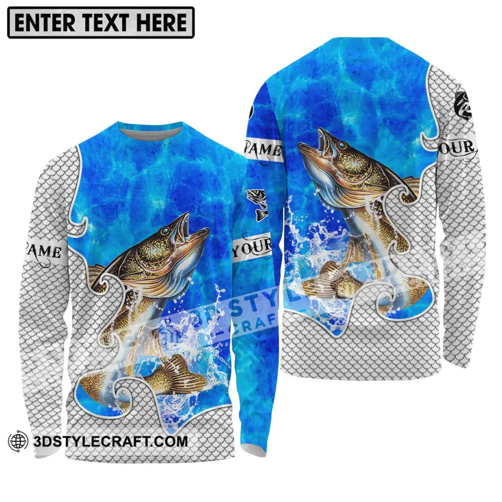 Unisex Shirt - Custom Name Fish On Long Sleeve / S T-Shirt