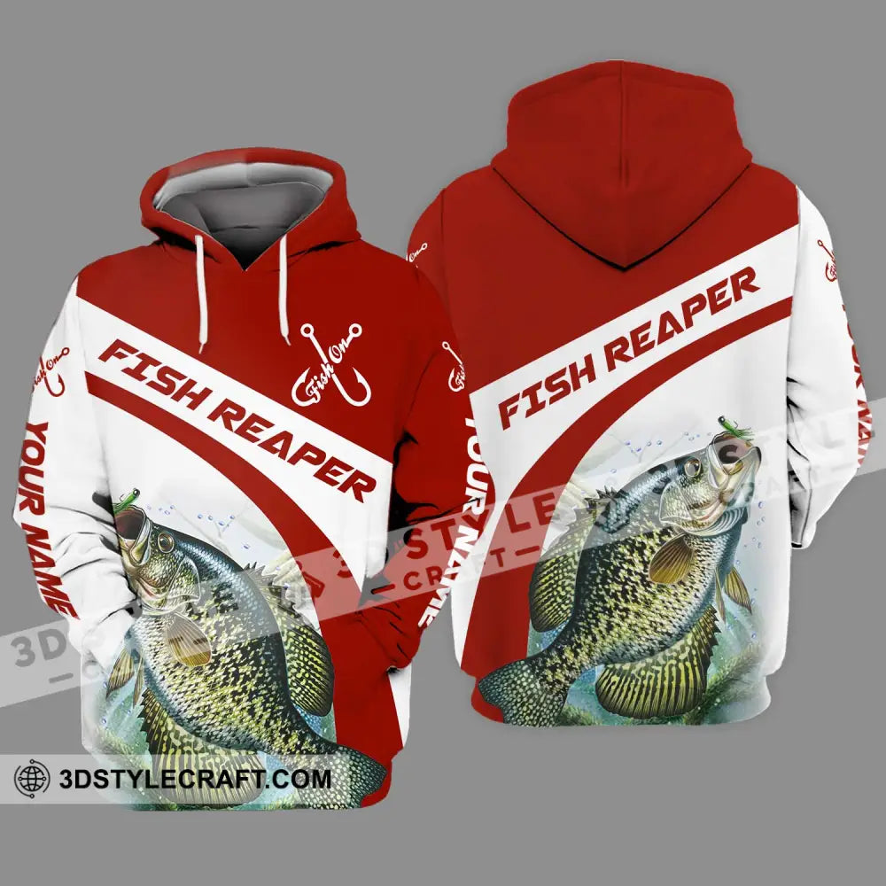 Unisex Shirt - Custom Name Fish Reaper Red And White Hoodie / S T-Shirt