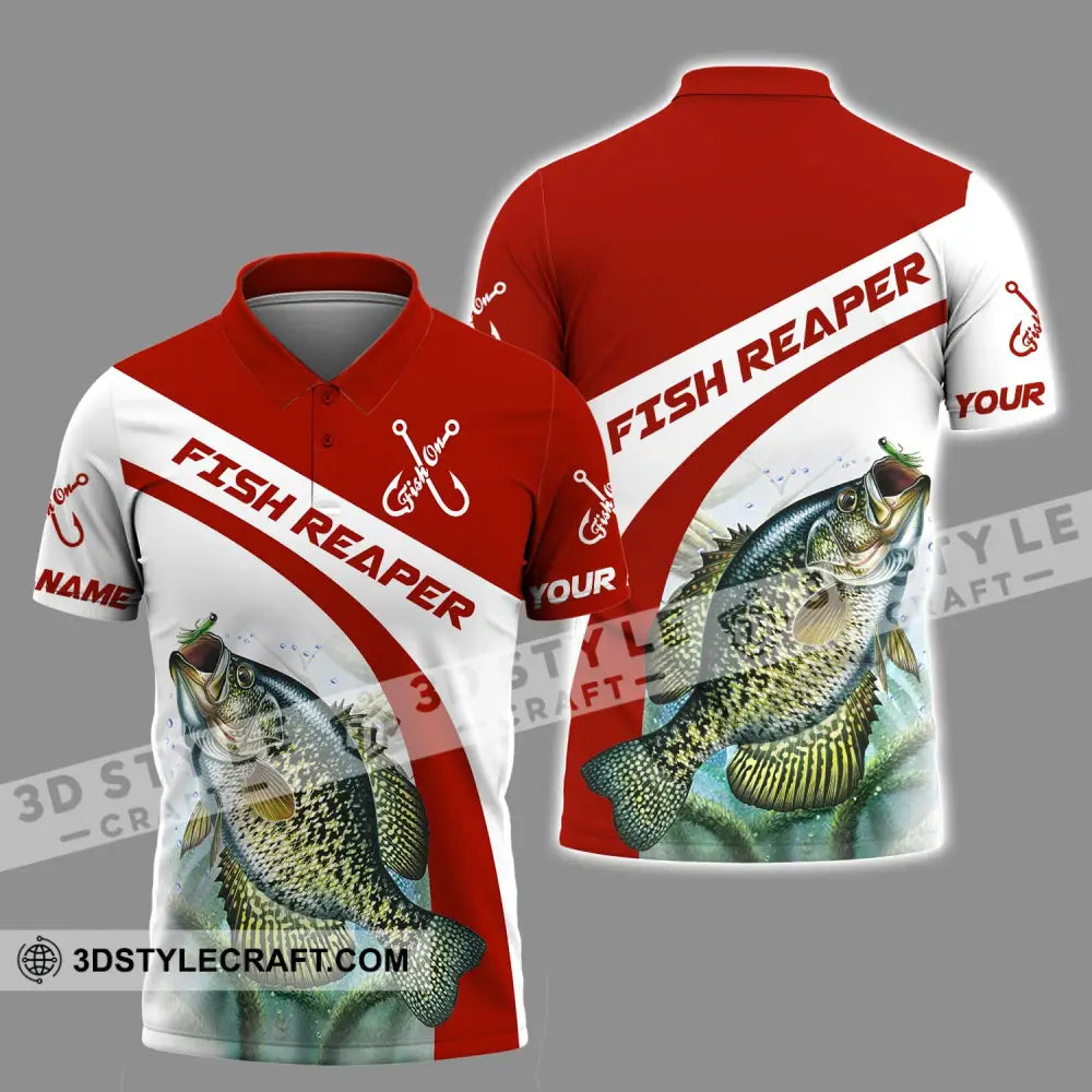 Unisex Shirt - Custom Name Fish Reaper Red And White Polo / S T-Shirt