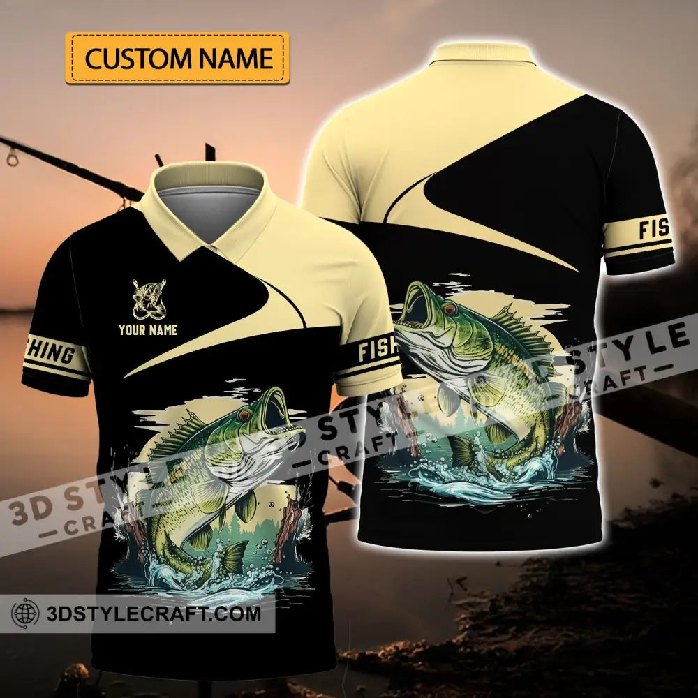 Unisex Shirt - Custom Name Fishing Black Gold T-Shirt