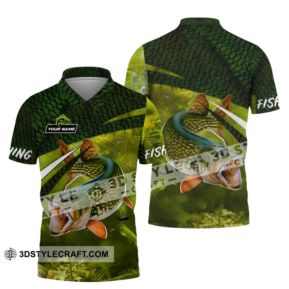 Unisex Shirt - Custom Name Fishing Green Polo / S T-Shirt