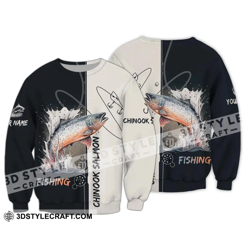 Unisex Shirt - Custom Name Fishing Lover Chinook Salmon Long Sleeve / S T-Shirt