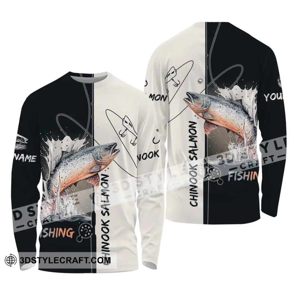 Unisex Shirt - Custom Name Fishing Lover Chinook Salmon Long Sleeve / S T-Shirt