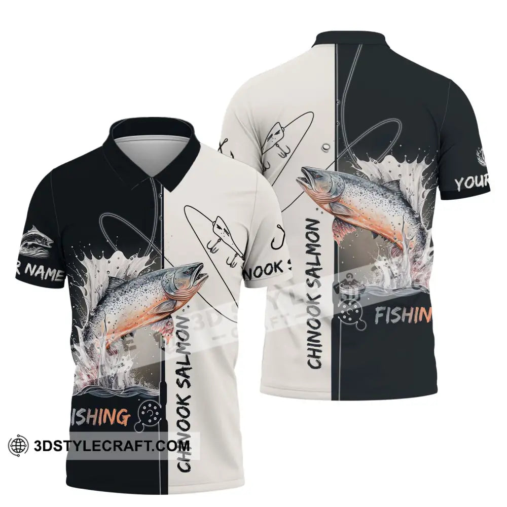 Unisex Shirt - Custom Name Fishing Lover Chinook Salmon Polo / S T-Shirt