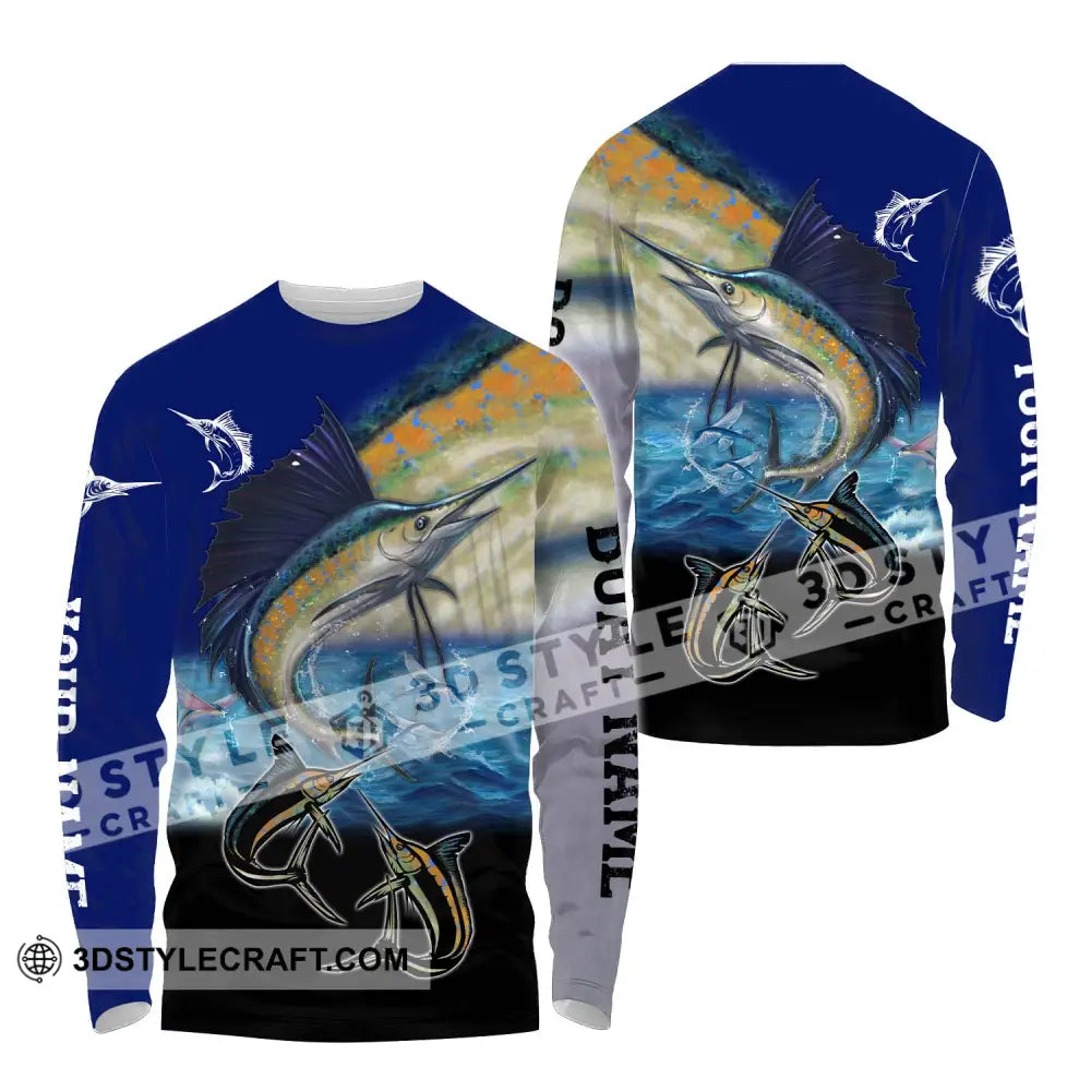 Unisex Shirt - Custom Name Fishing Swordfish Long Sleeve / S T-Shirt