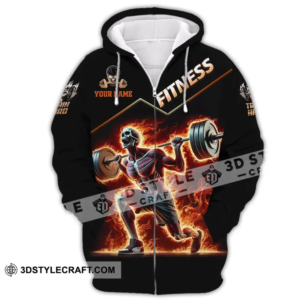 Unisex Shirt Custom Name Fitness Gym Lover Gift Zipper Hoodie / S T-Shirt