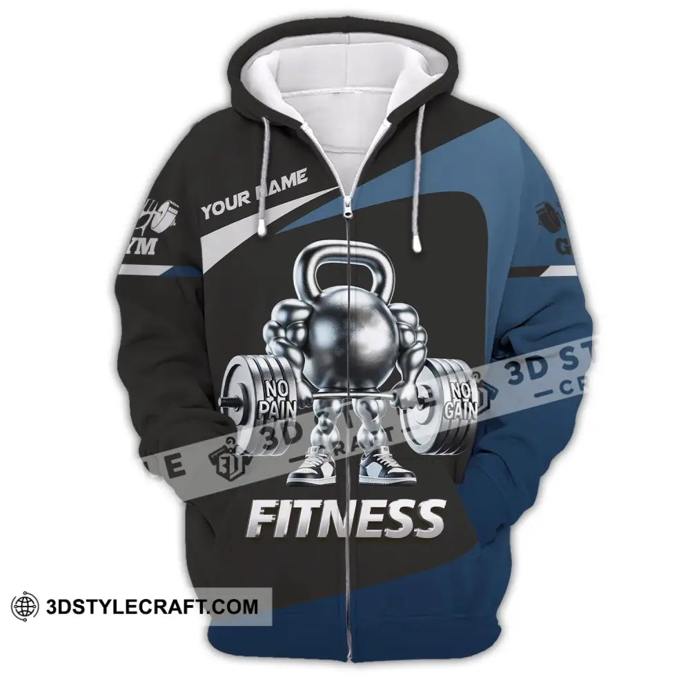 Unisex Shirt Custom Name Fitness Work Out Long Sleeve Gym Zipper Hoodie / S T-Shirt