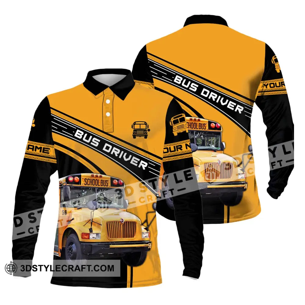 Unisex Shirt - Custom Name For Bus Driver Long Sleeve Polo / S T-Shirt