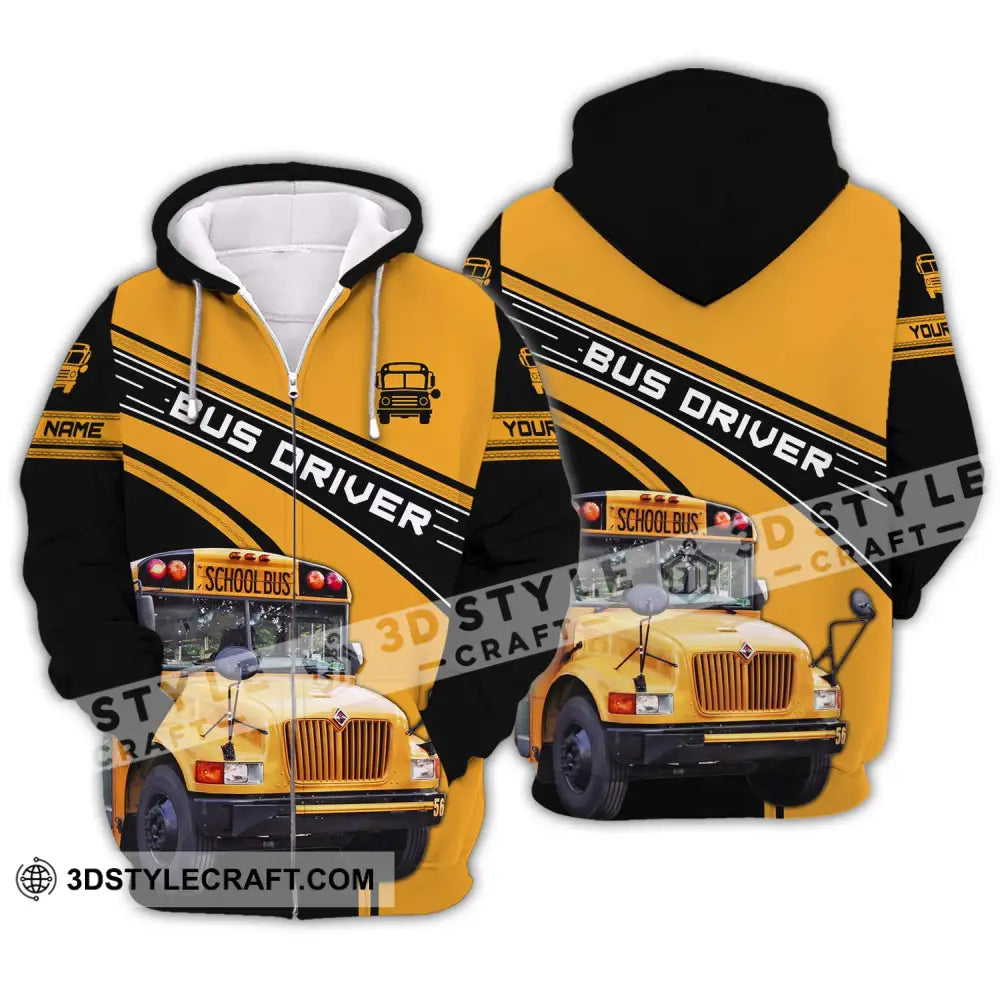 Unisex Shirt - Custom Name For Bus Driver Zipper Hoodie / S T-Shirt