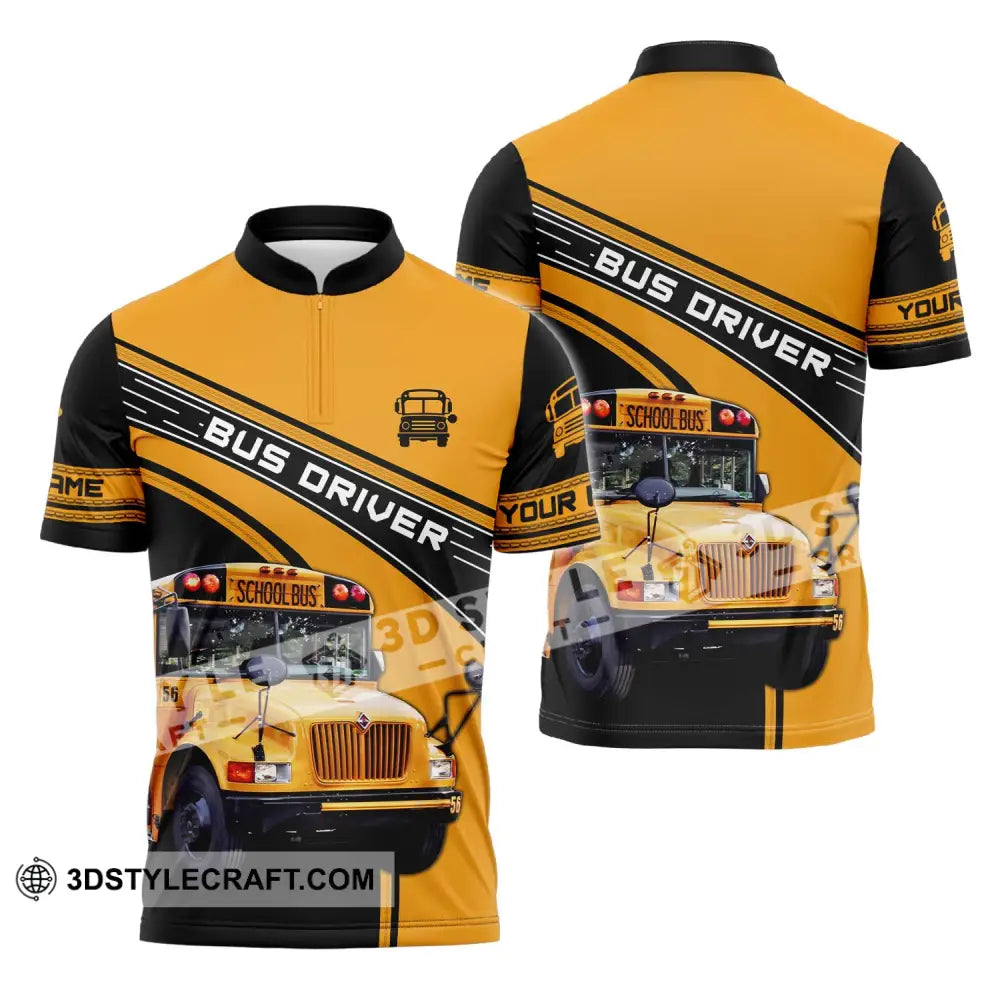 Unisex Shirt - Custom Name For Bus Driver Zipper Polo / S T-Shirt