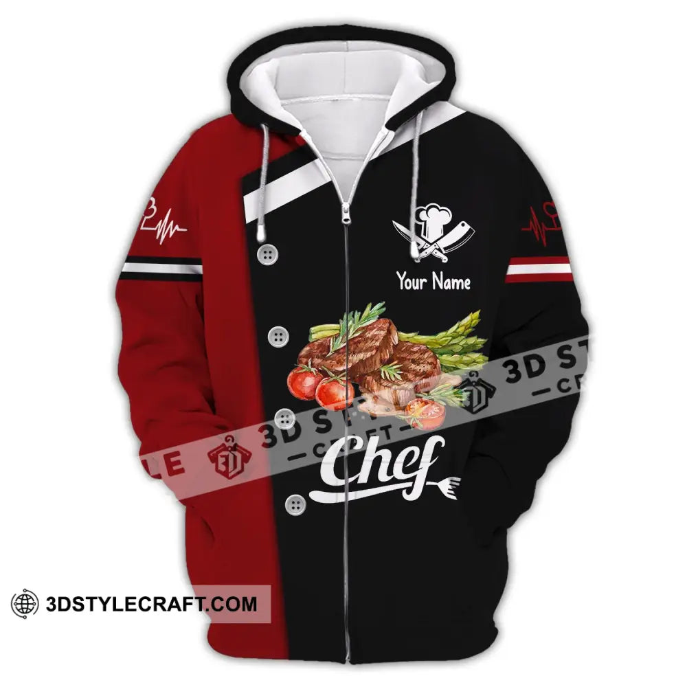 Unisex Shirt Custom Name For Chef Hoodie Apparel Zipper / S T-Shirt