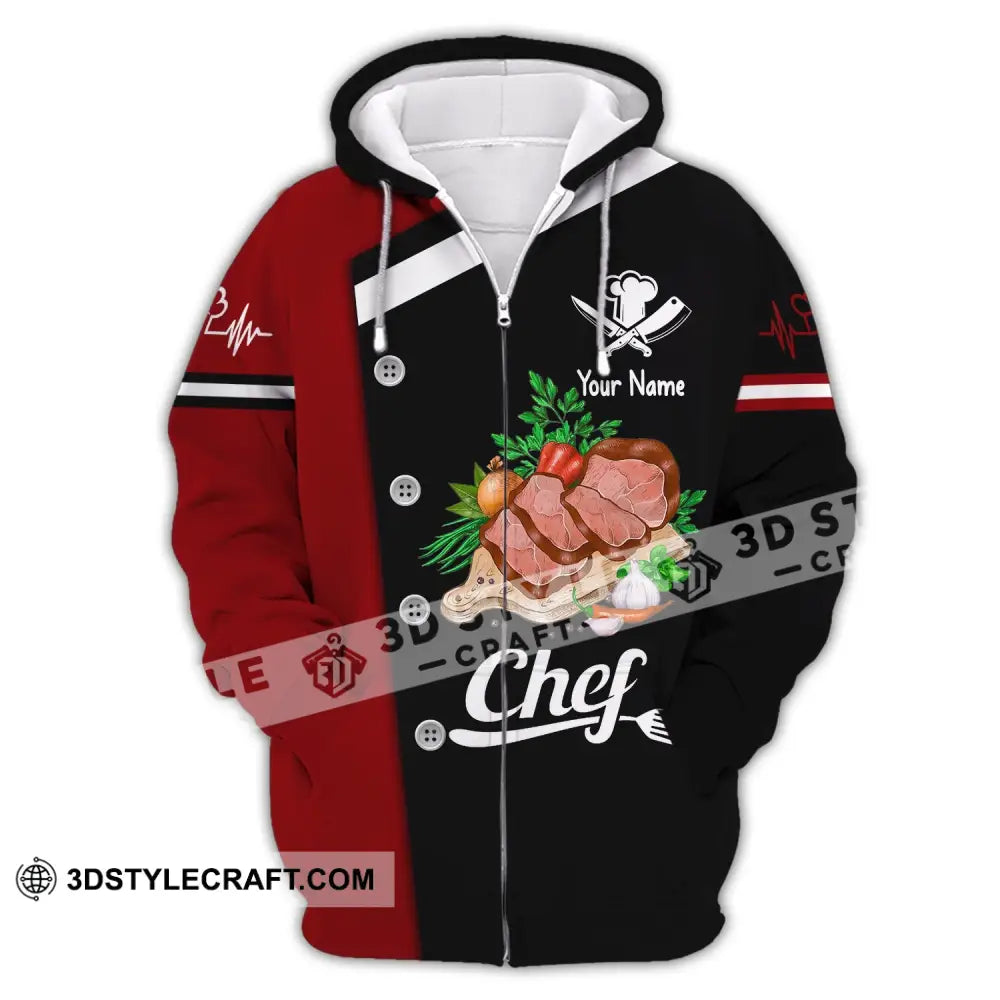 Unisex Shirt Custom Name For Chef Hoodie Apparel Zipper / S T-Shirt