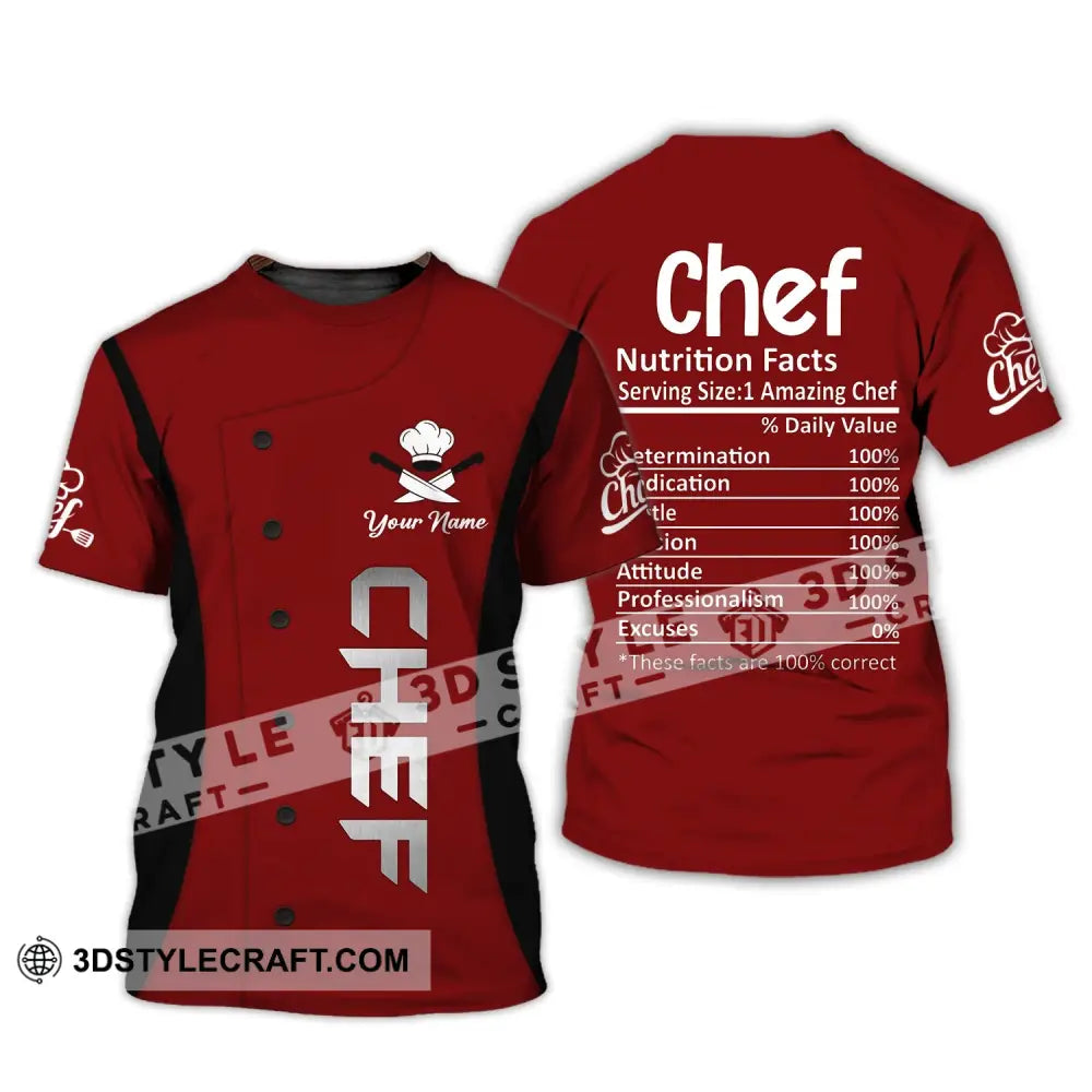 Unisex Shirt, Custom Name Shirt for Chef, Chef Nutrition Fact, Cooking