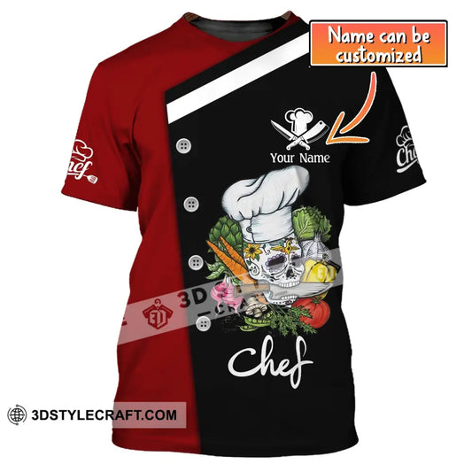 Unisex Shirt Custom Name For Chef Skull T-Shirt Apparel T-Shirt