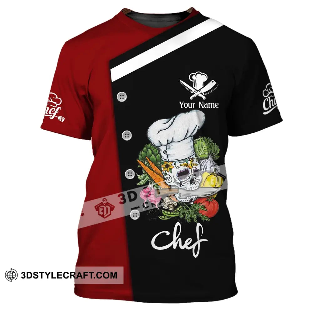 Unisex Shirt Custom Name For Chef Skull T-Shirt Apparel T-Shirt / S