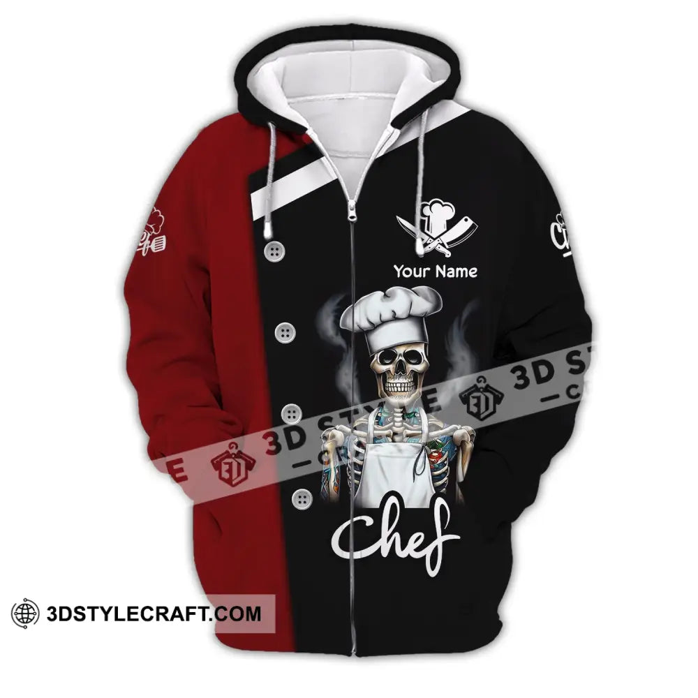 Unisex Shirt Custom Name For Chef T-Shirt Skull Apparel Zipper Hoodie / S T-Shirt