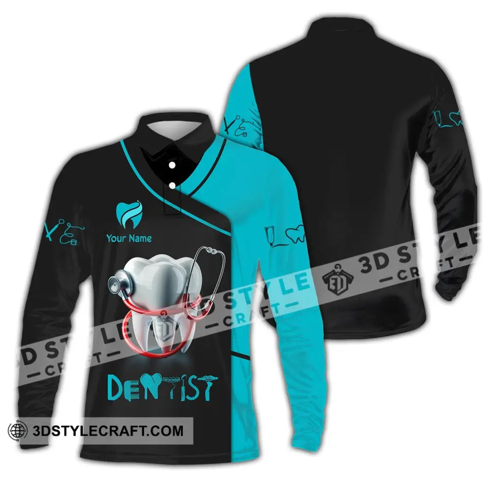 Unisex Shirt - Custom Name For Dentist Long Sleeve Polo / S T-Shirt